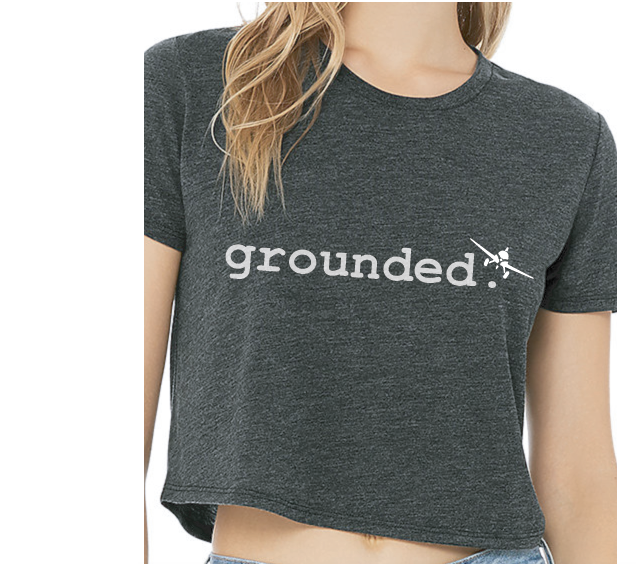 grounded. - Crop Graphic T-Shirt - Dark Grey Heather